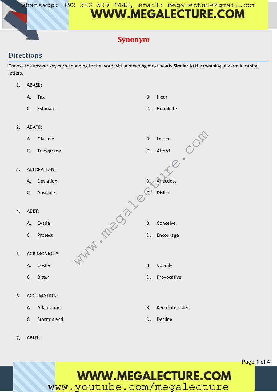 Page 1 of Synonyms
