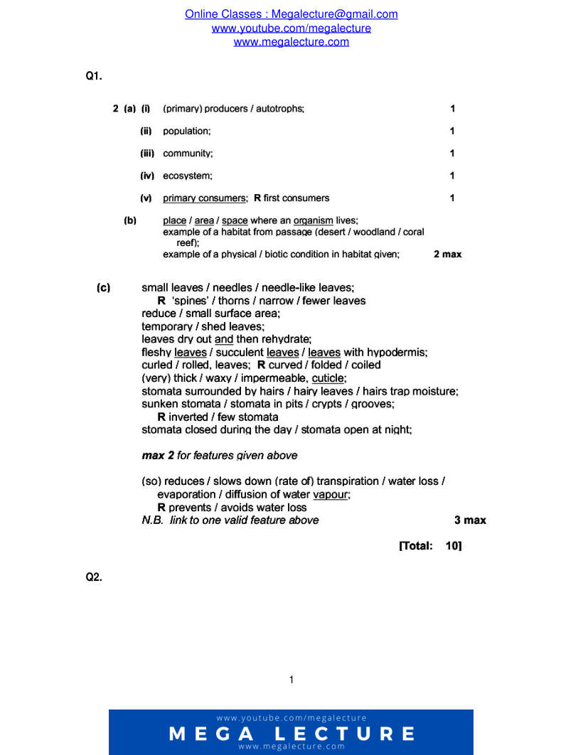 Page 1 of Marking scheme