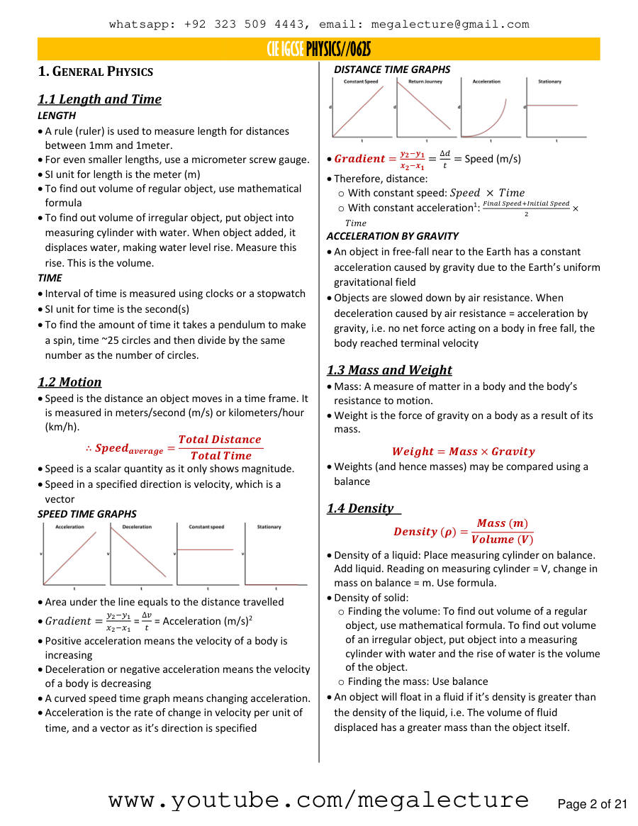 Page 2 of Cie IGCSE Physics 0625 Theory