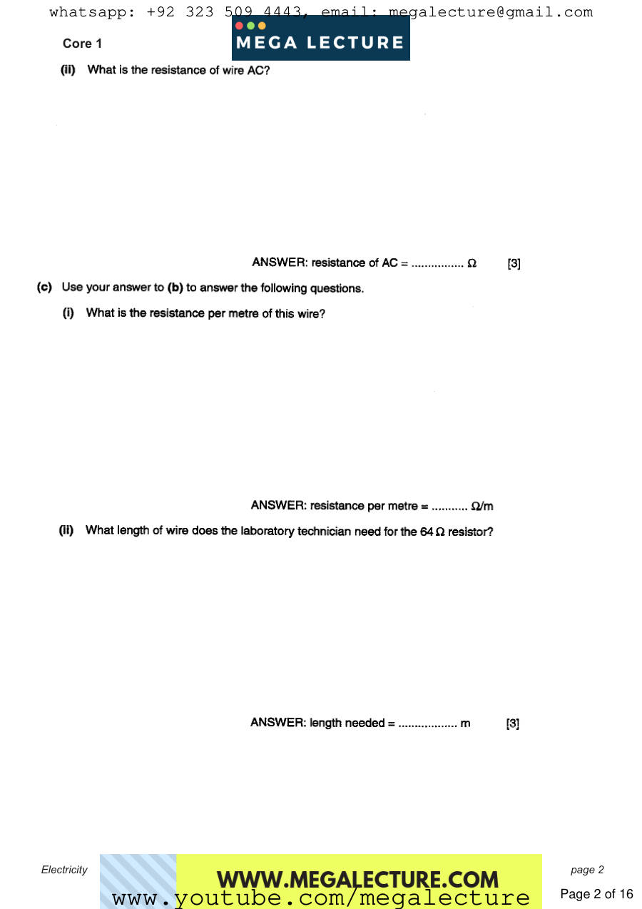 Page 2 of Electricity Questions