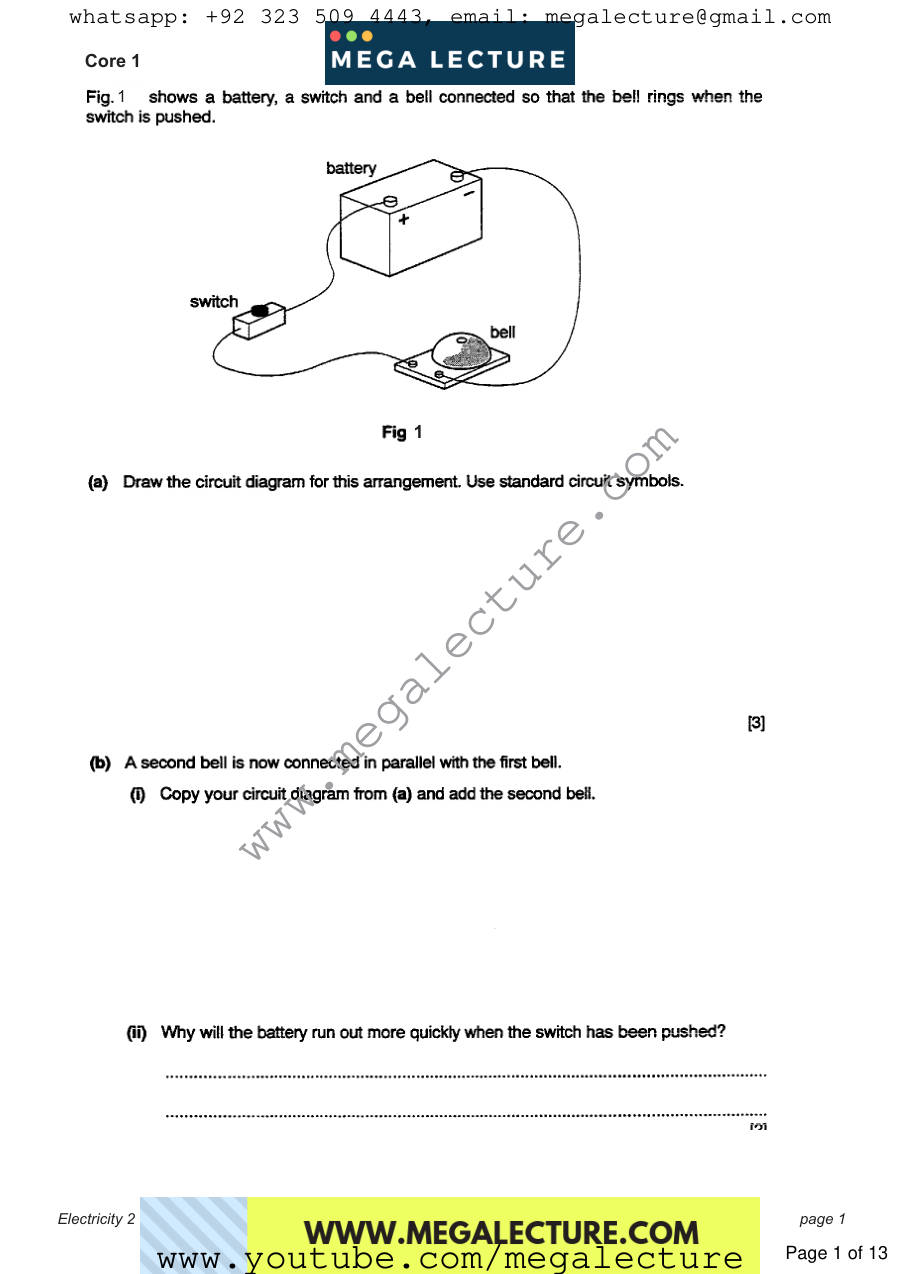 Page 1 of Electricity Questions 2