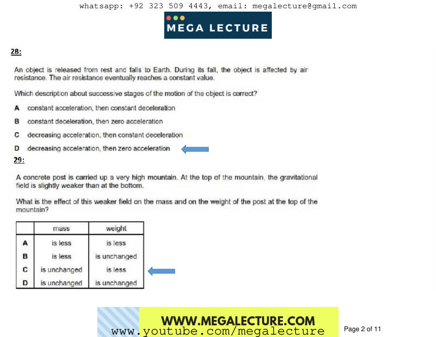 Page 2 of IGCSE Mocks 2019 Multiple Choice Questions
