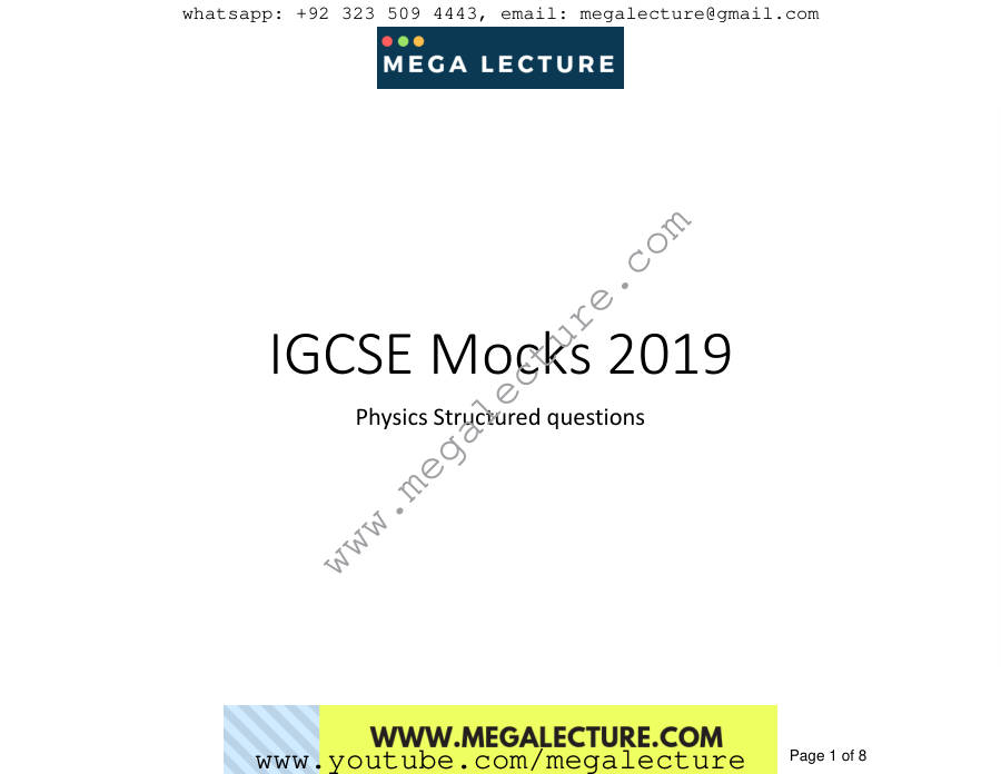 Page 1 of IGCSE Mocks 2019 Structured Questions