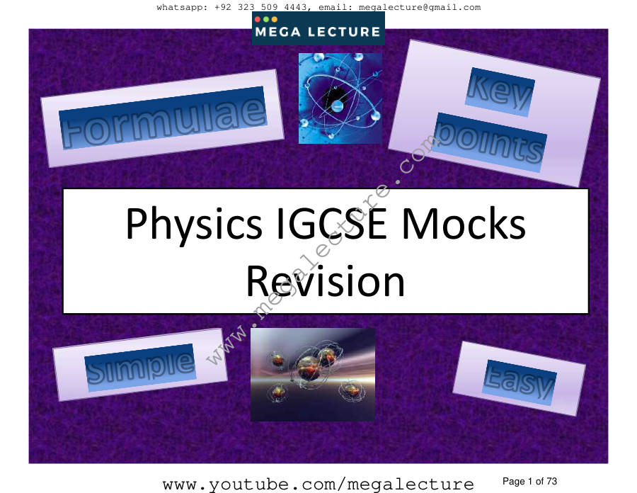 Page 1 of IGCSE Physics Mock Revision