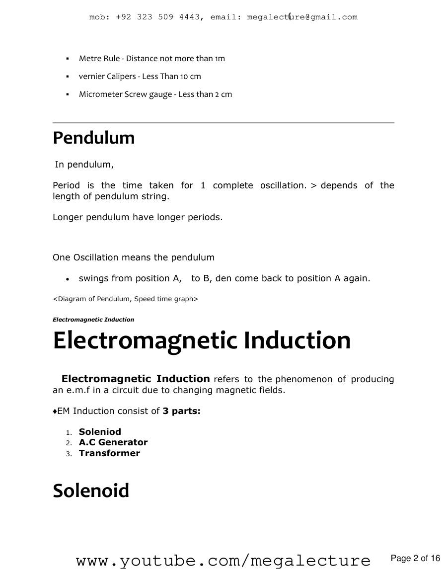 Page 2 of Physics Revision Notes