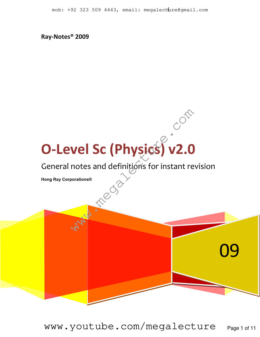 Page 1 of Physics General V2.02 Revised