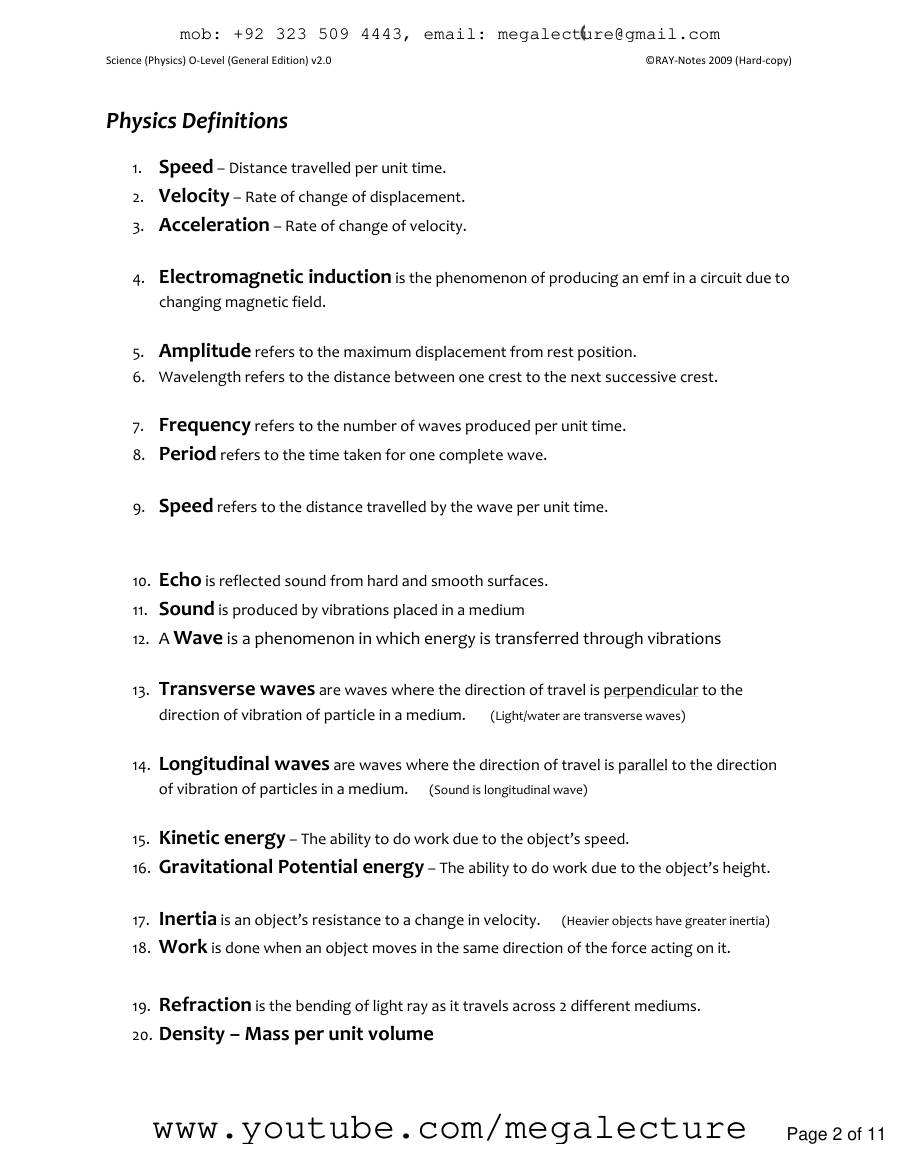 Page 2 of Physics General V2.02 Revised