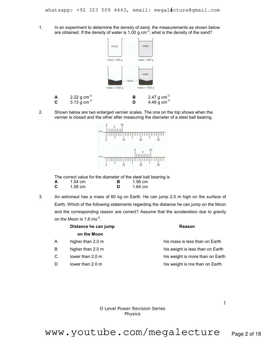 Page 2 of Physics Mock Paper