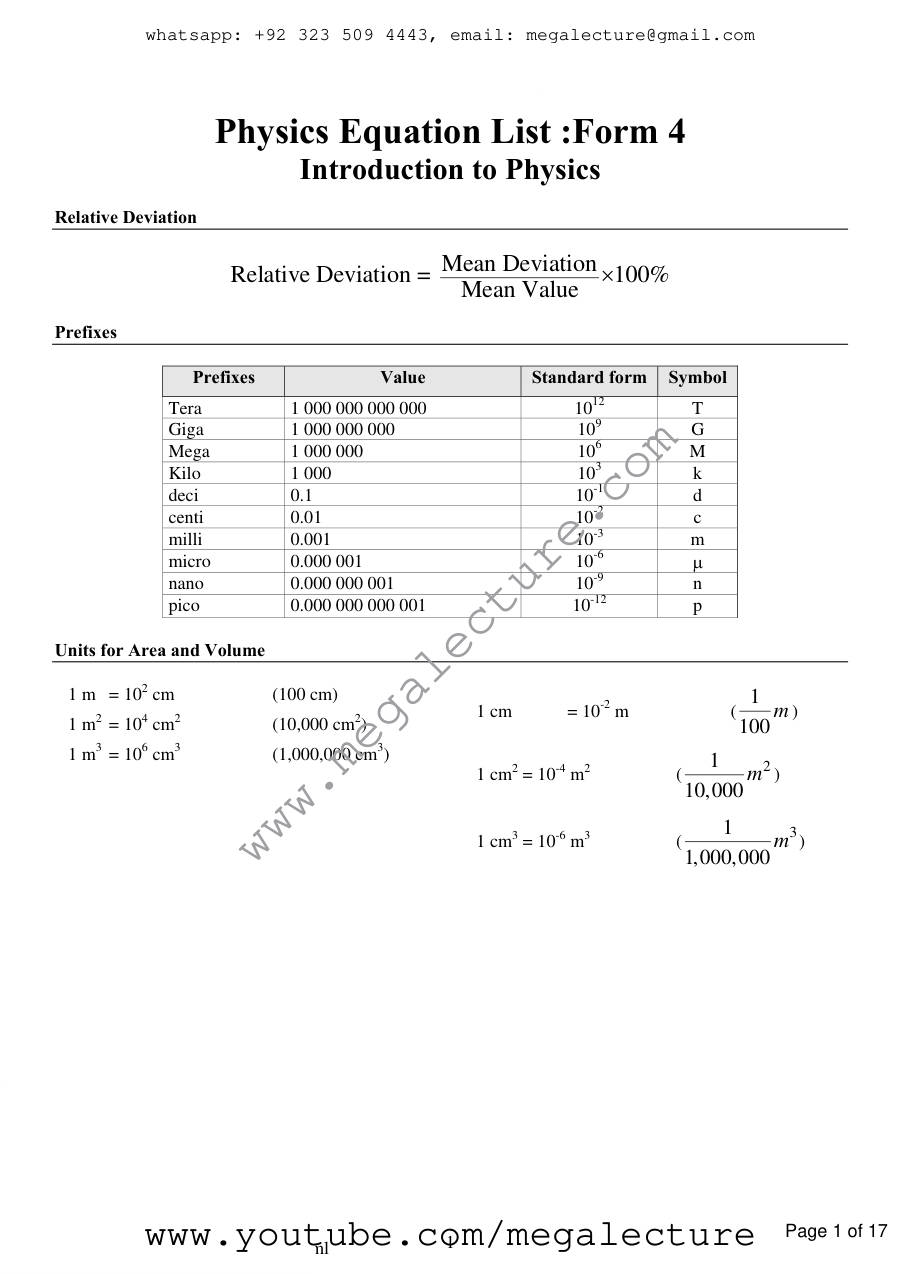 Page 1 of Physics O Level Notes 1