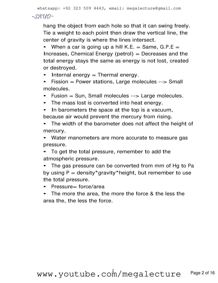 Page 2 of Physics O Level Notes 2
