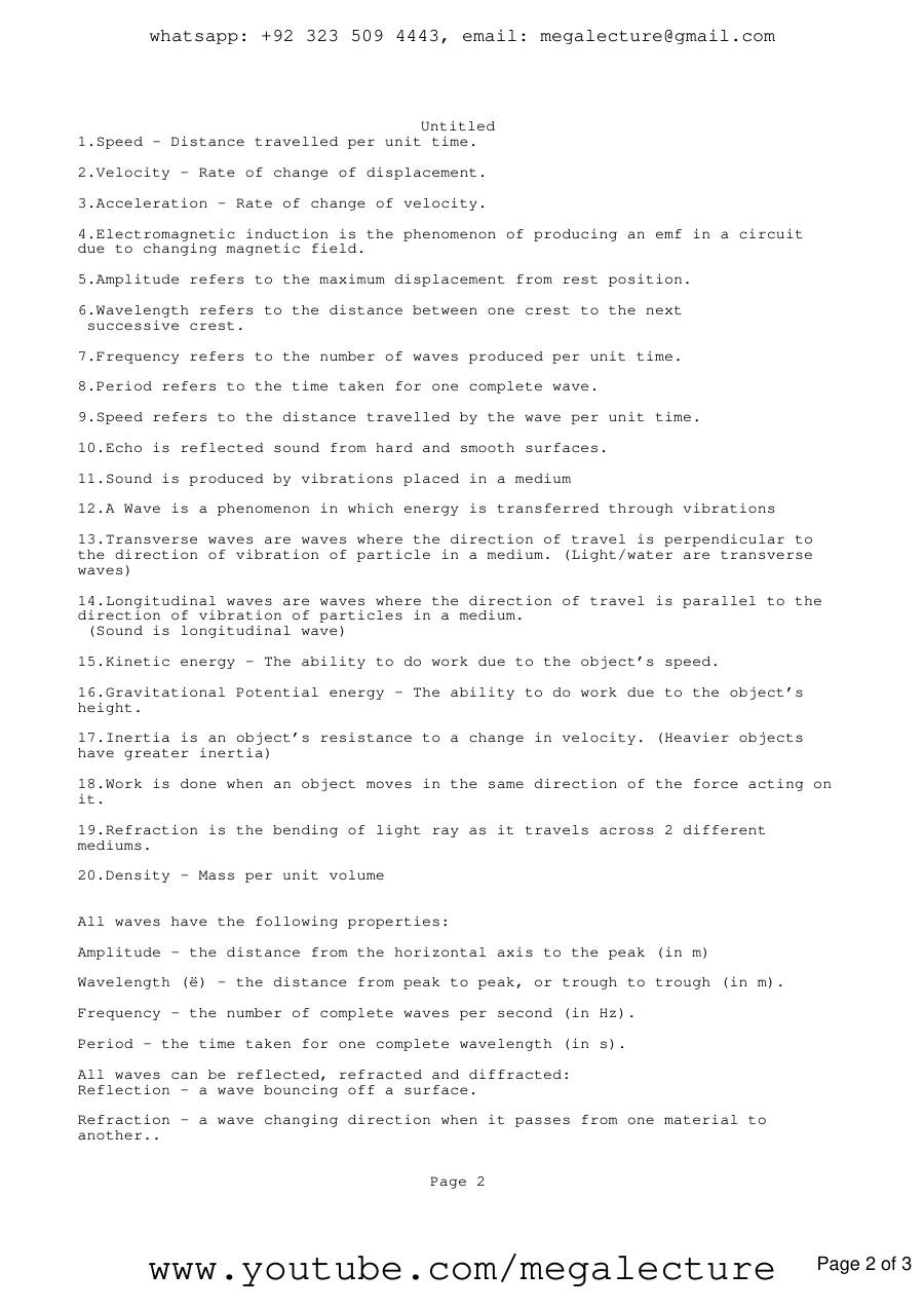 Page 2 of Physics O Level Notes 3
