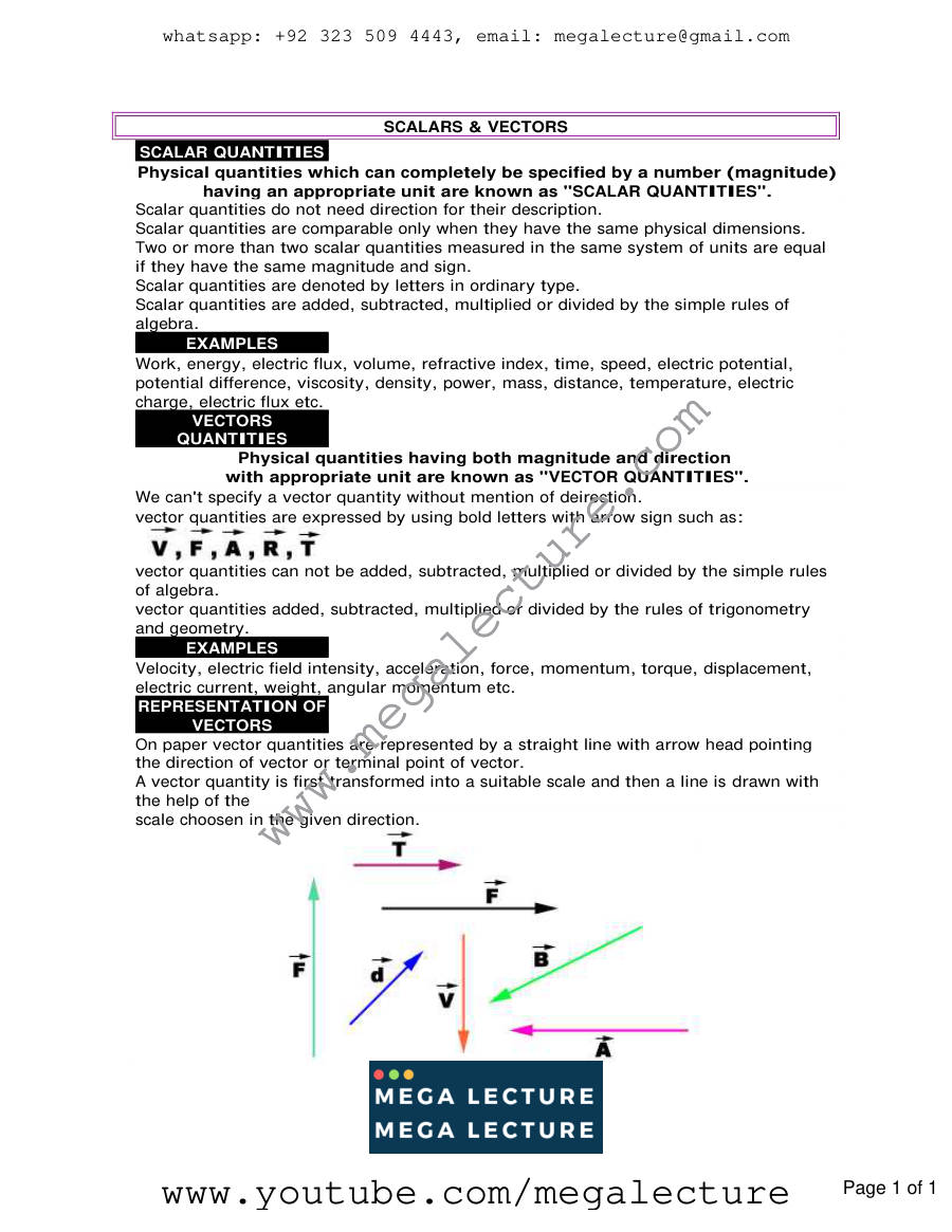 Page 1 of Scalers And Vectors