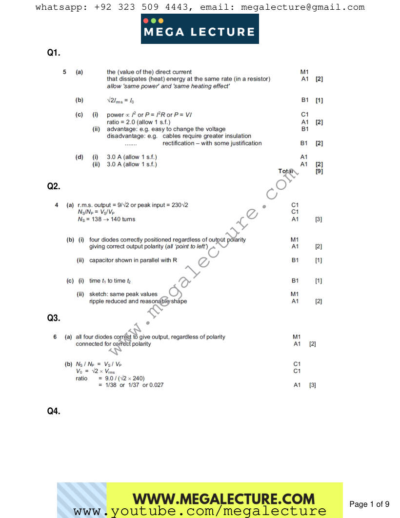 Page 1 of Marking scheme