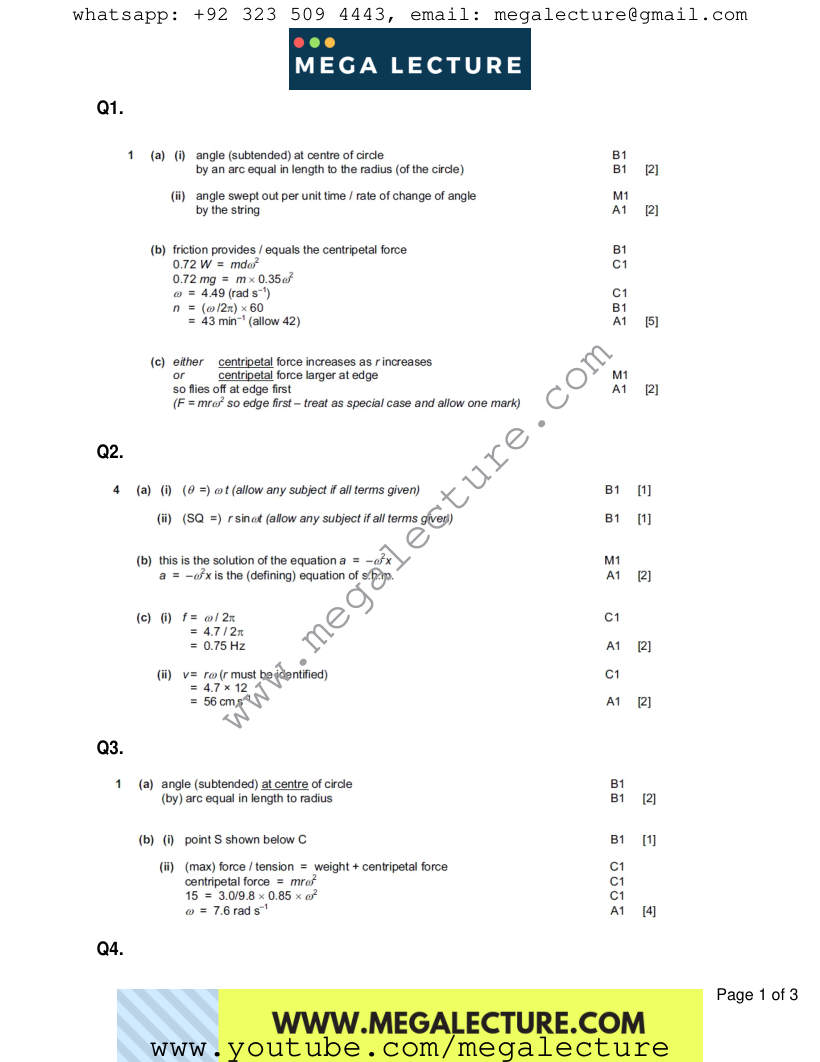 Page 1 of Marking scheme