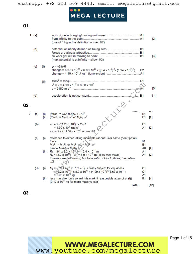 Page 1 of Marking scheme