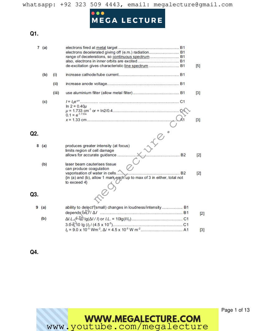 Page 1 of Marking scheme