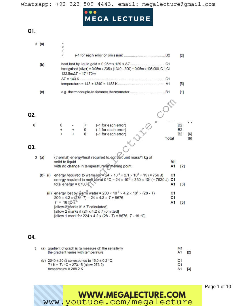 Page 1 of Marking scheme