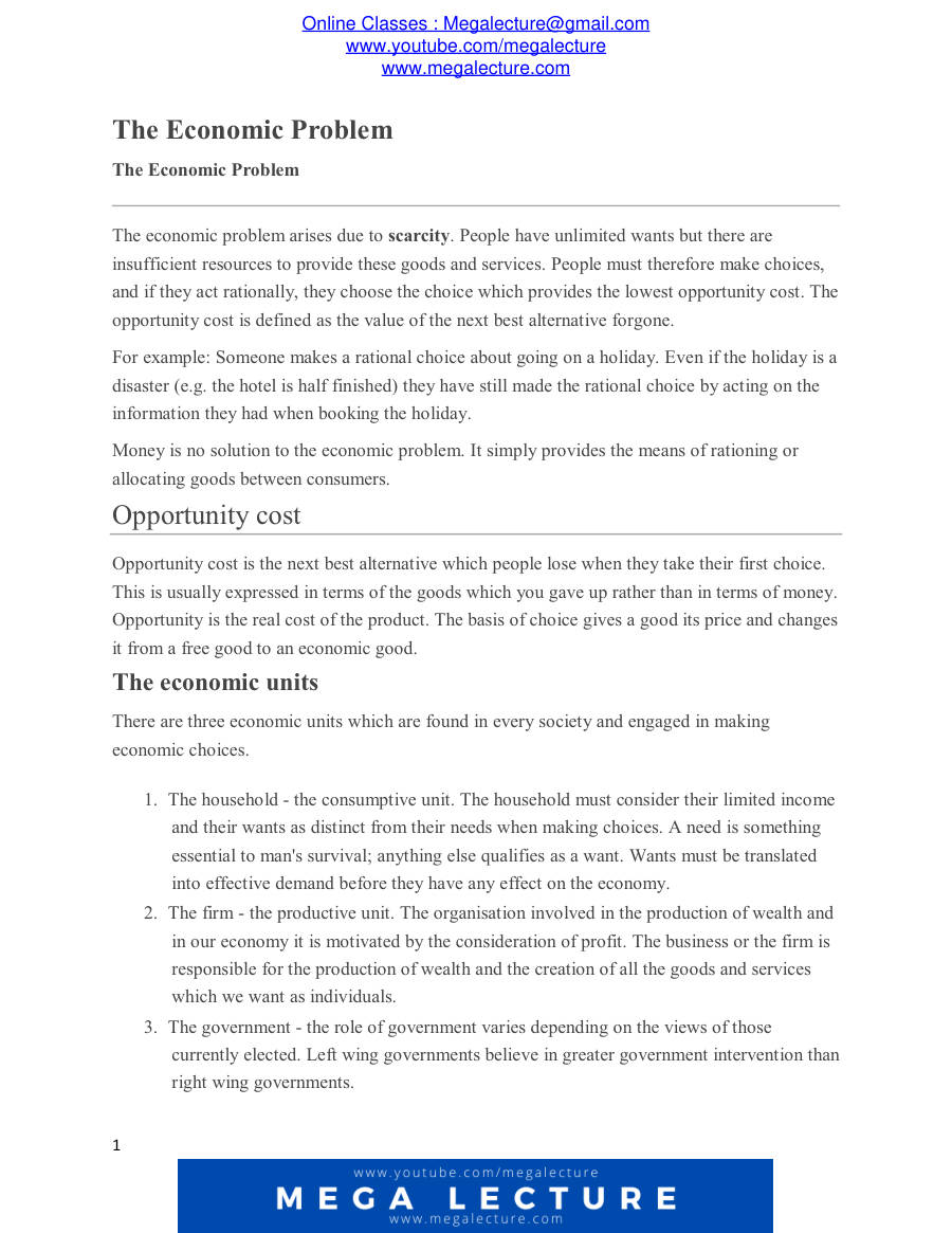 Page 1 of A Level Economics Revision Notes (PDF)