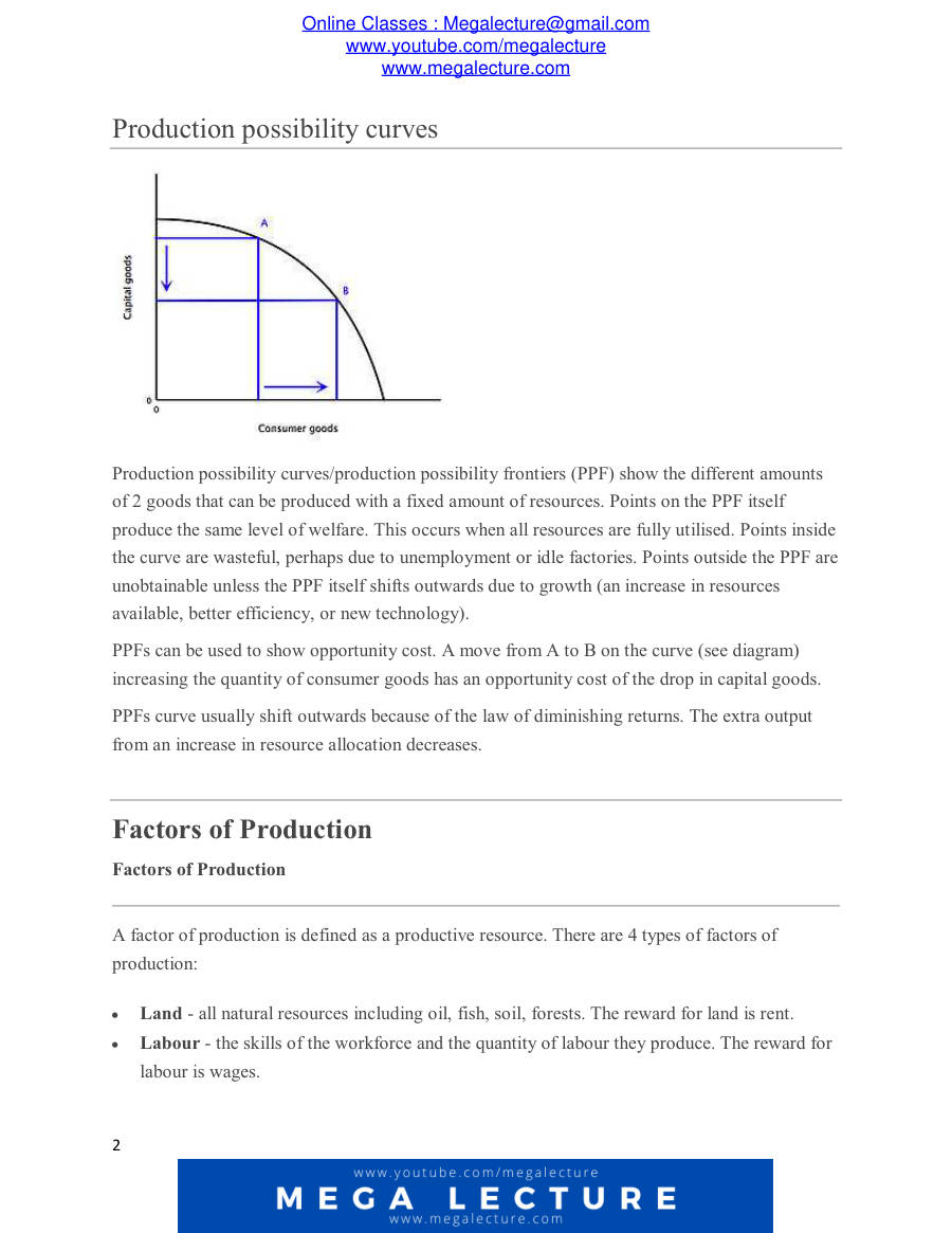 Page 2 of A Level Economics Revision Notes (PDF)