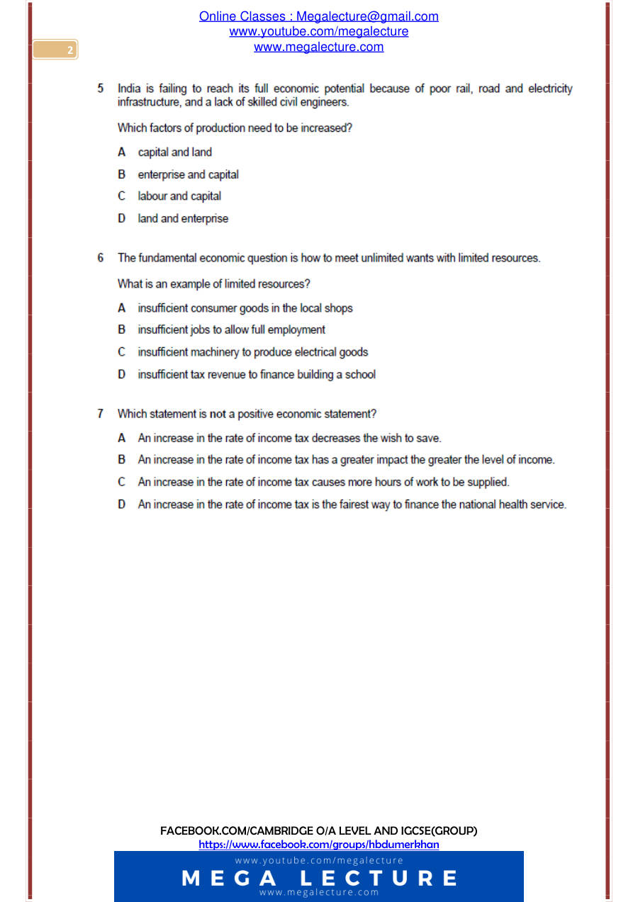 Page 2 of microeconmics p1 MCQs (PDF)