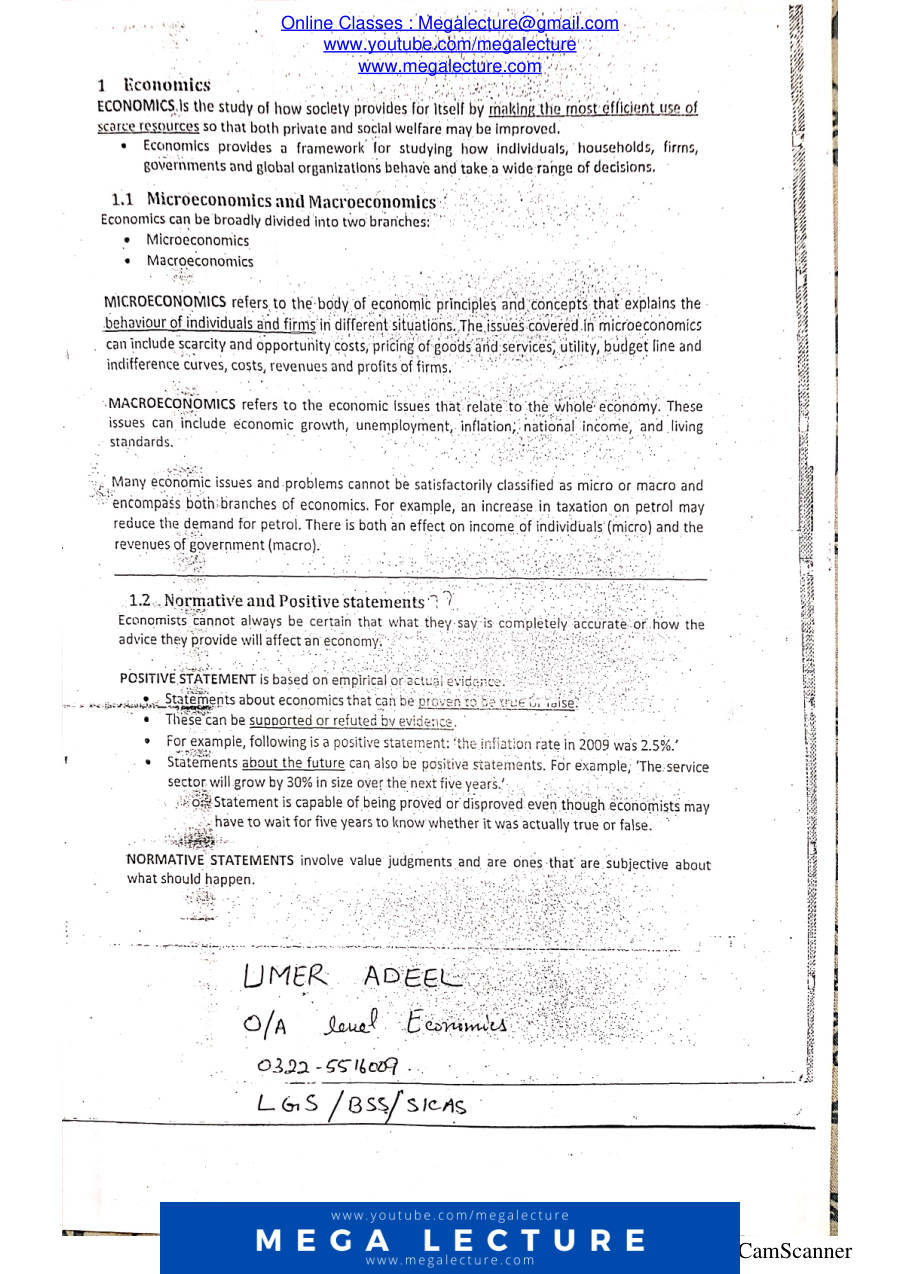 Page 2 of Microeconomics AS notes (PDF)