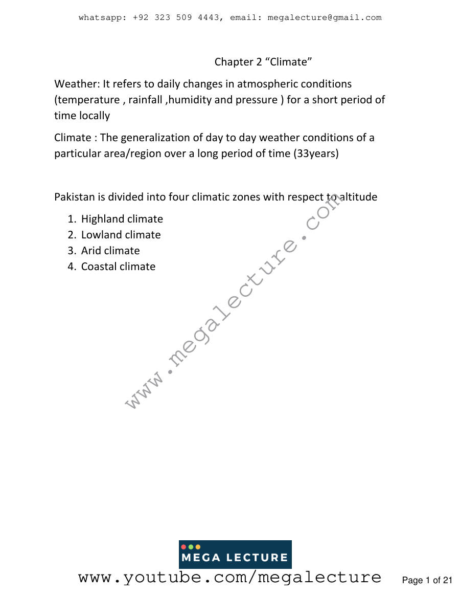 Page 1 of Chapter 2 Climate
