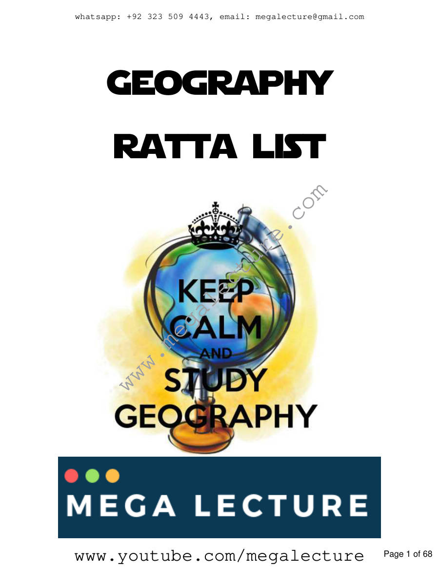Page 1 of Geography Key-Terms List