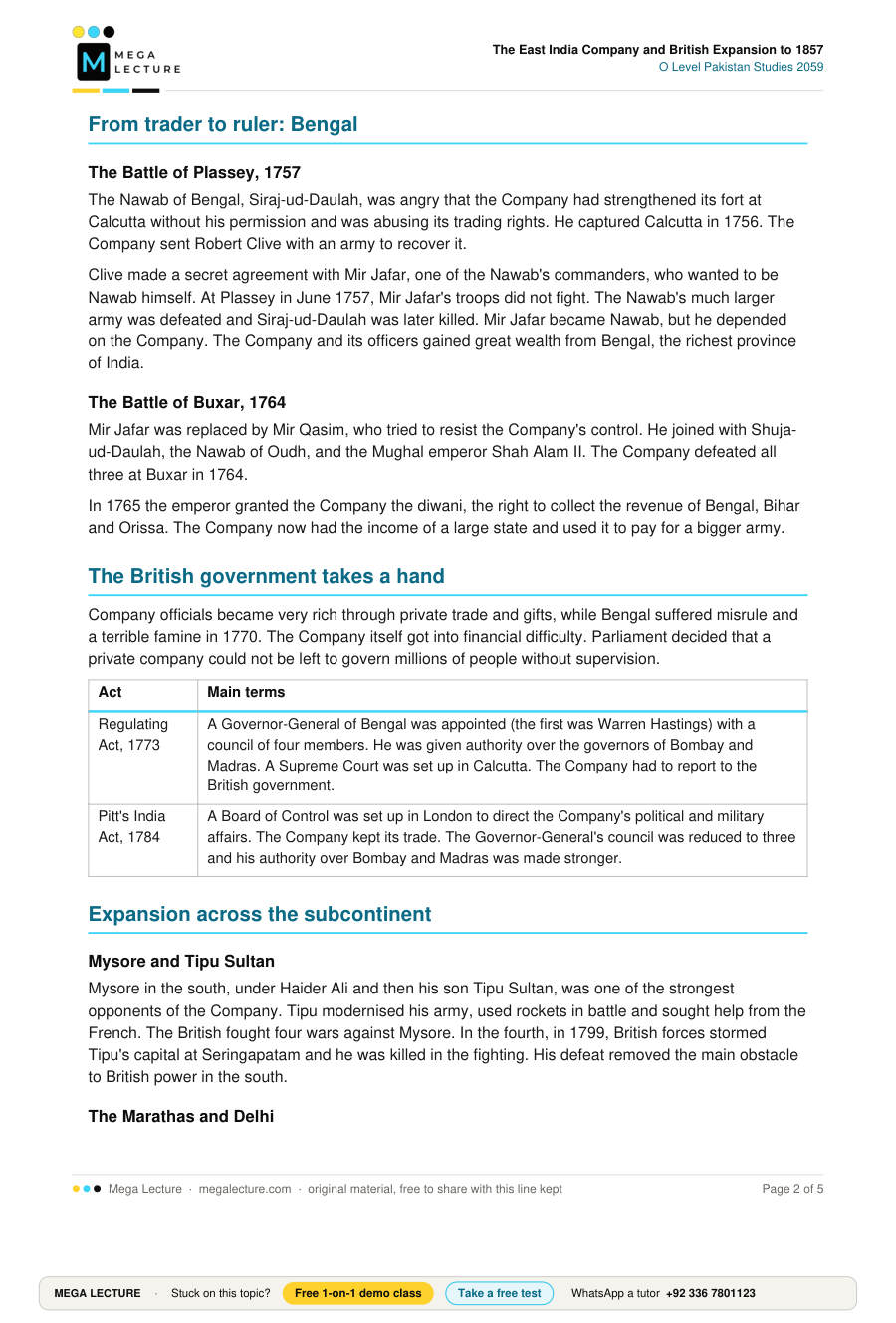Page 2 of The East India Company and British Expansion to 1857