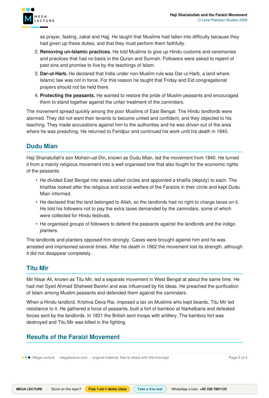 Page 2 of Haji Shariatullah and the Faraizi Movement
