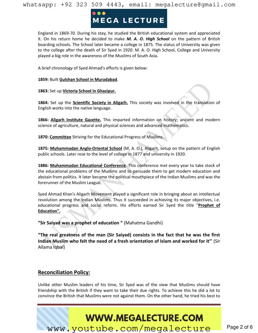 Page 2 of 7. Sir Syed Ahmed Khan 1817 1898