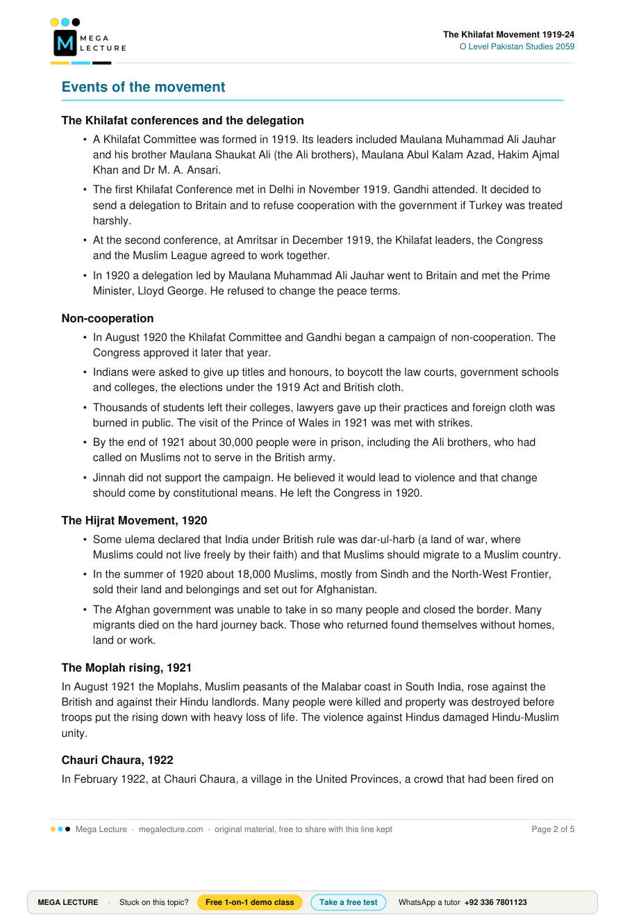 Page 2 of The Khilafat Movement 1919-24