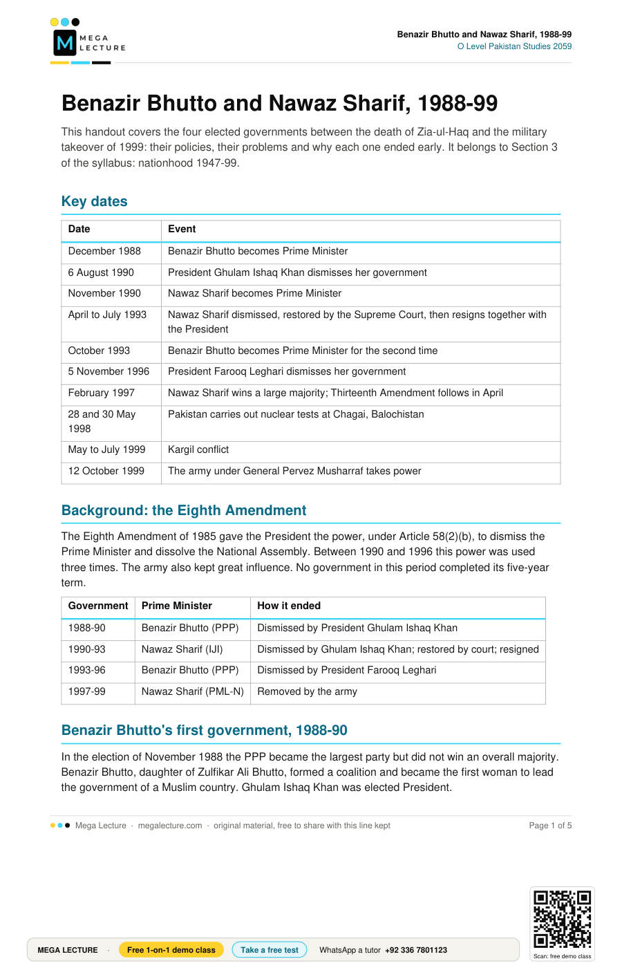 Page 1 of Benazir Bhutto and Nawaz Sharif, 1988-99