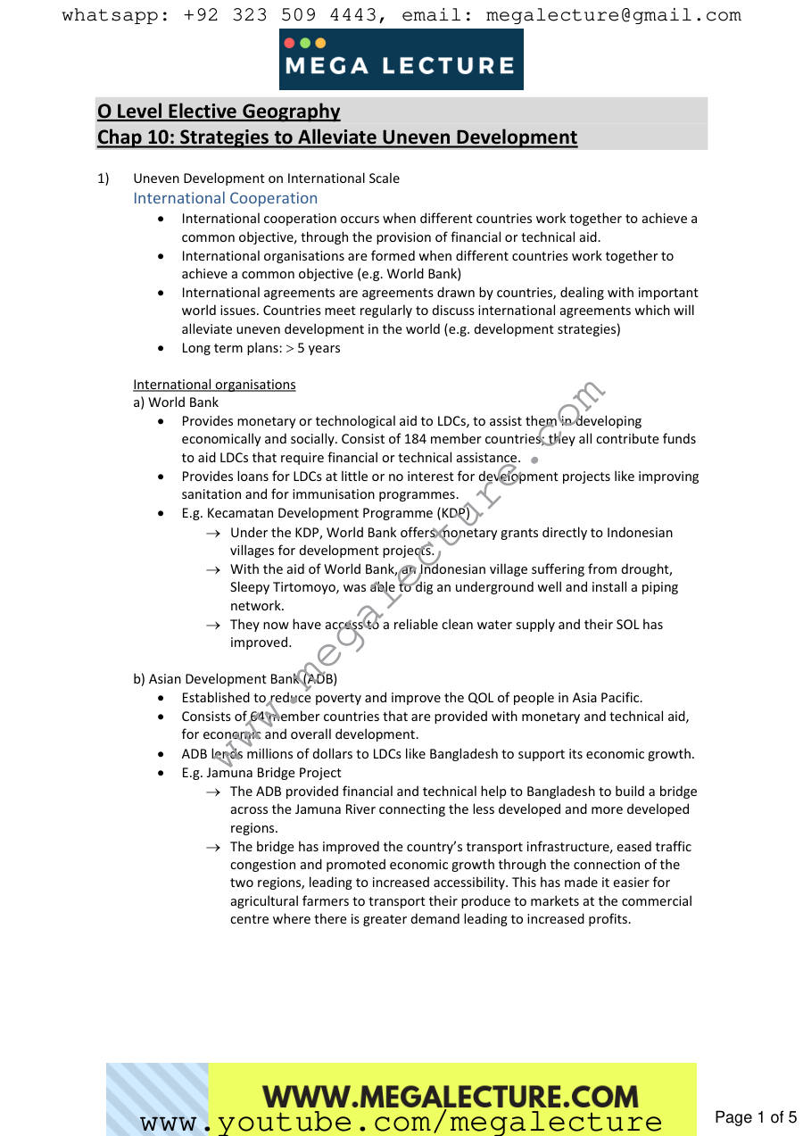 Page 1 of Geography Chapter 10