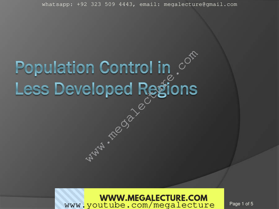 Page 1 of Population Control In Less Developed Regions