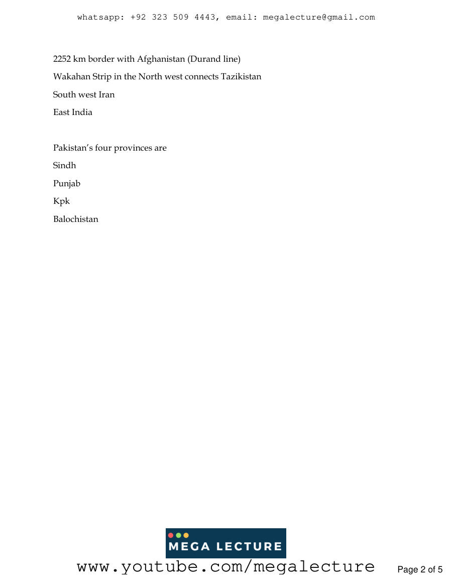 Page 2 of Unit 0 Land Of Pakistan