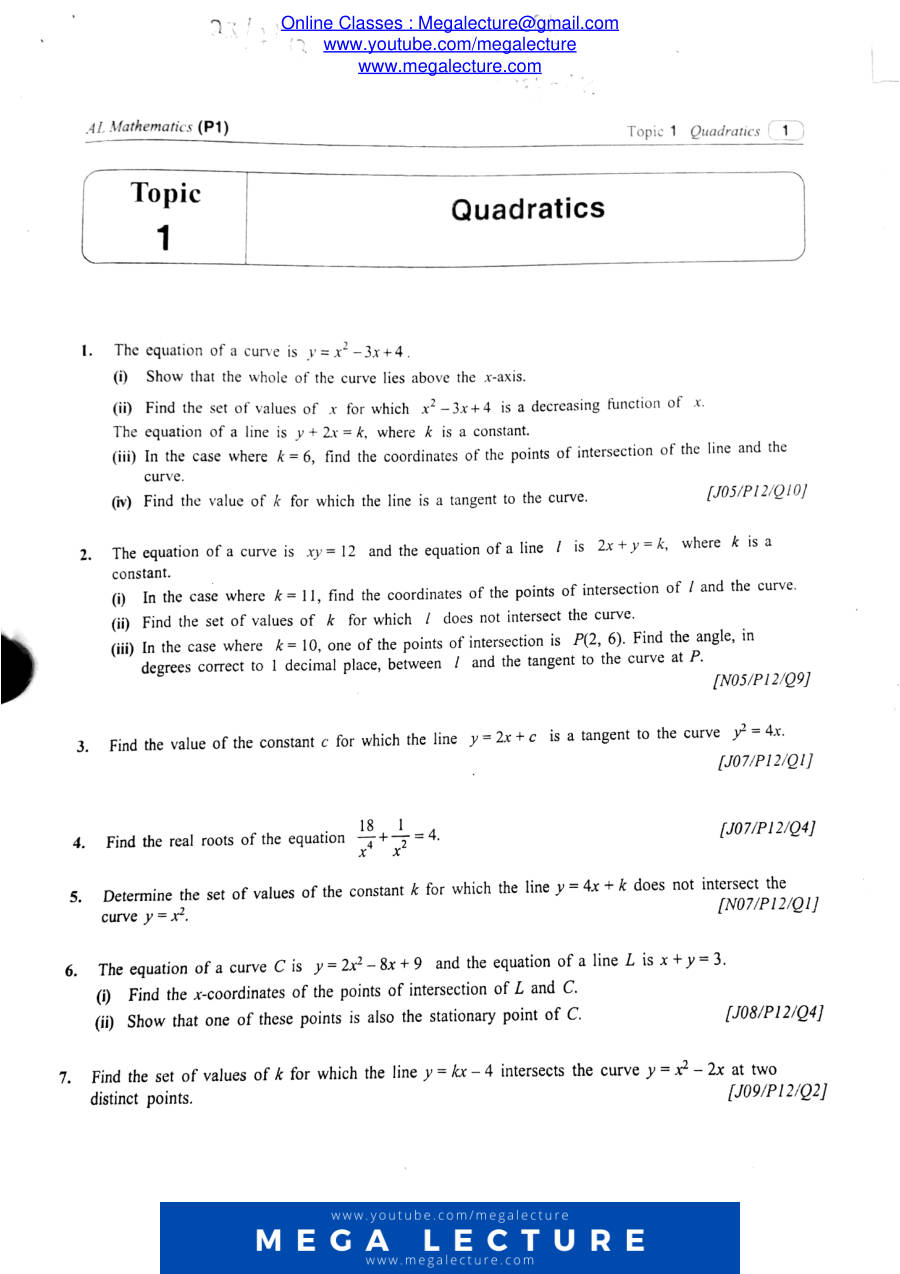 Page 2 of A Level Math P1 Topical
