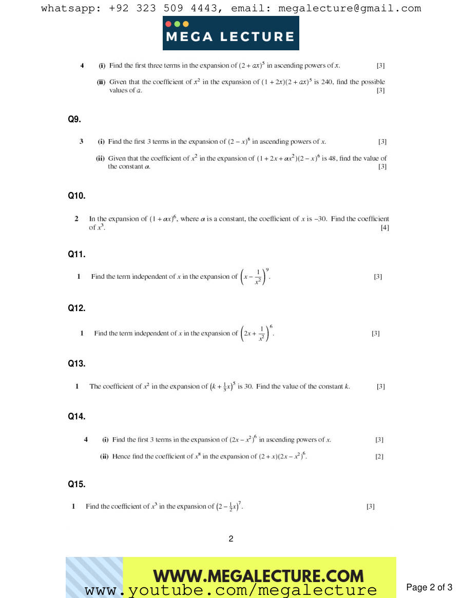 Page 2 of Binomial — Questions