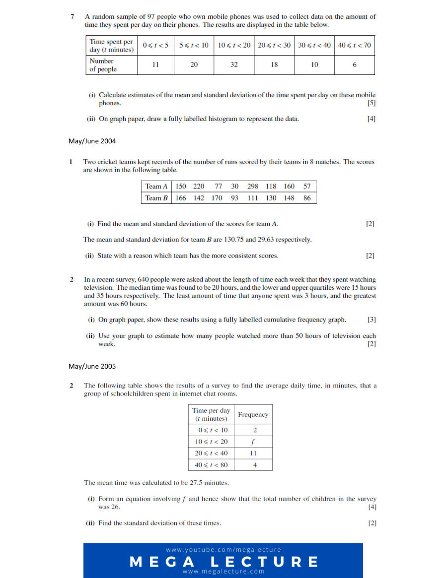 Page 2 of Chapter 1: Representation Of Data (Past Years 2002–2010)