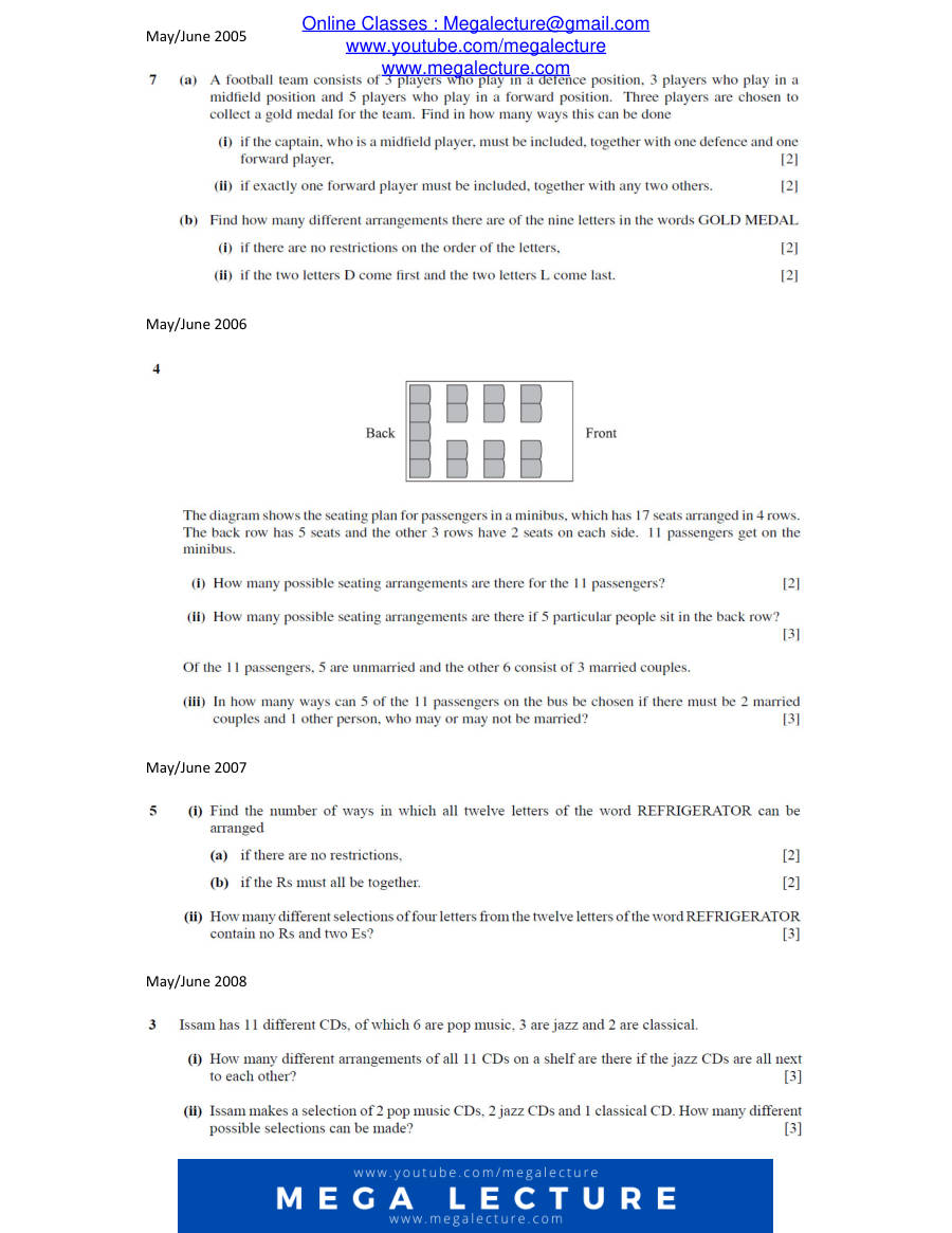 Page 2 of Chapter 2: Permutations And Combinations (Past Years 2002–2010)