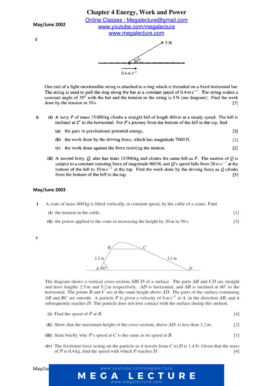 Page 1 of Chapter 4: Energy Work And Power