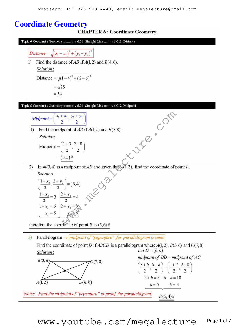 Page 1 of Coordinate Geometry