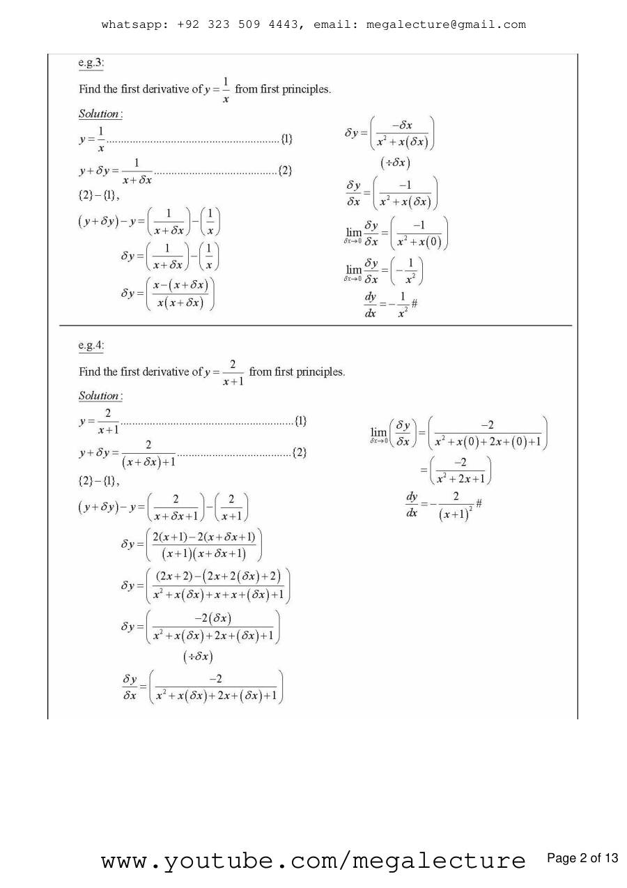 Page 2 of Differentiation Notes