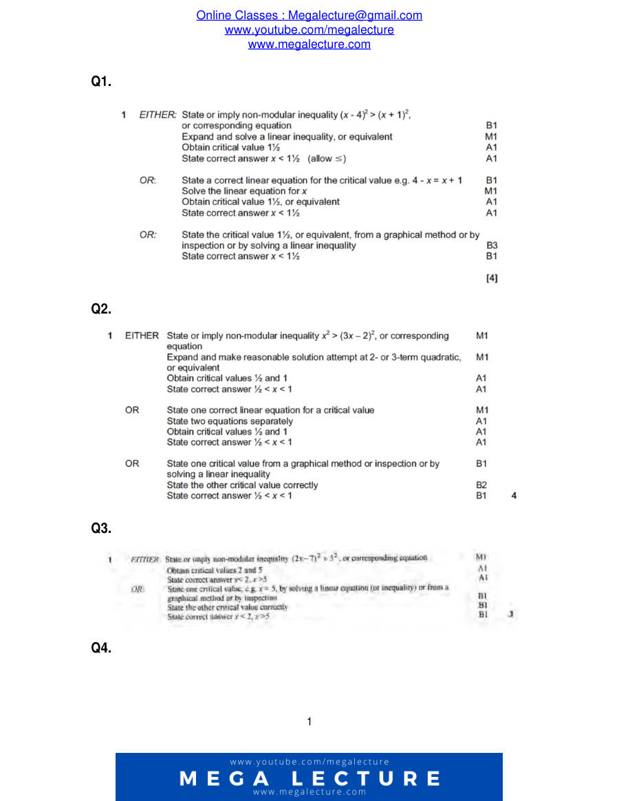 Page 1 of Inequalities — Marking scheme
