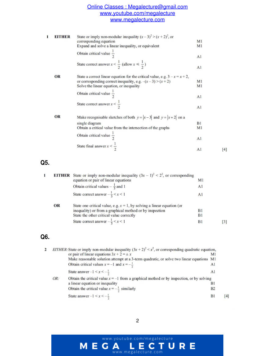 Page 2 of Inequalities — Marking scheme