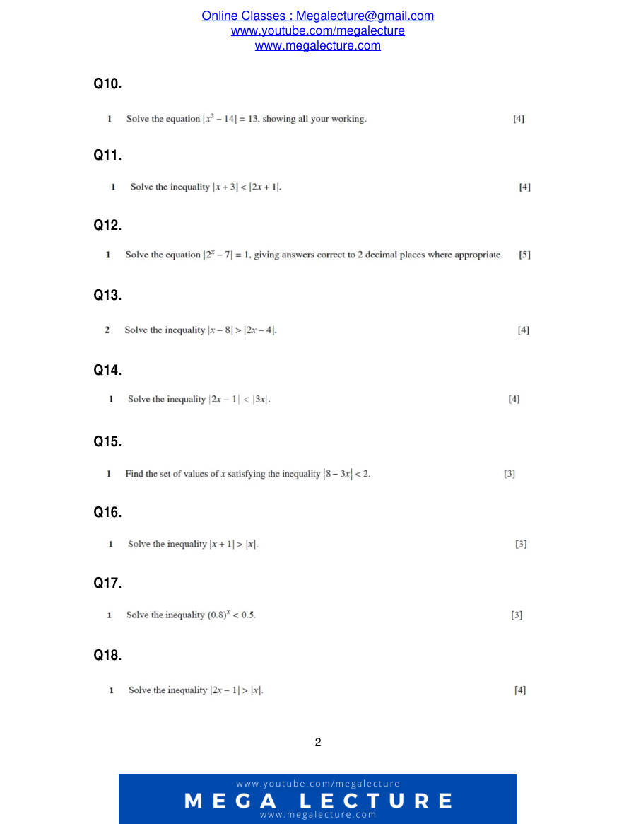 Page 2 of Inequalities — Questions