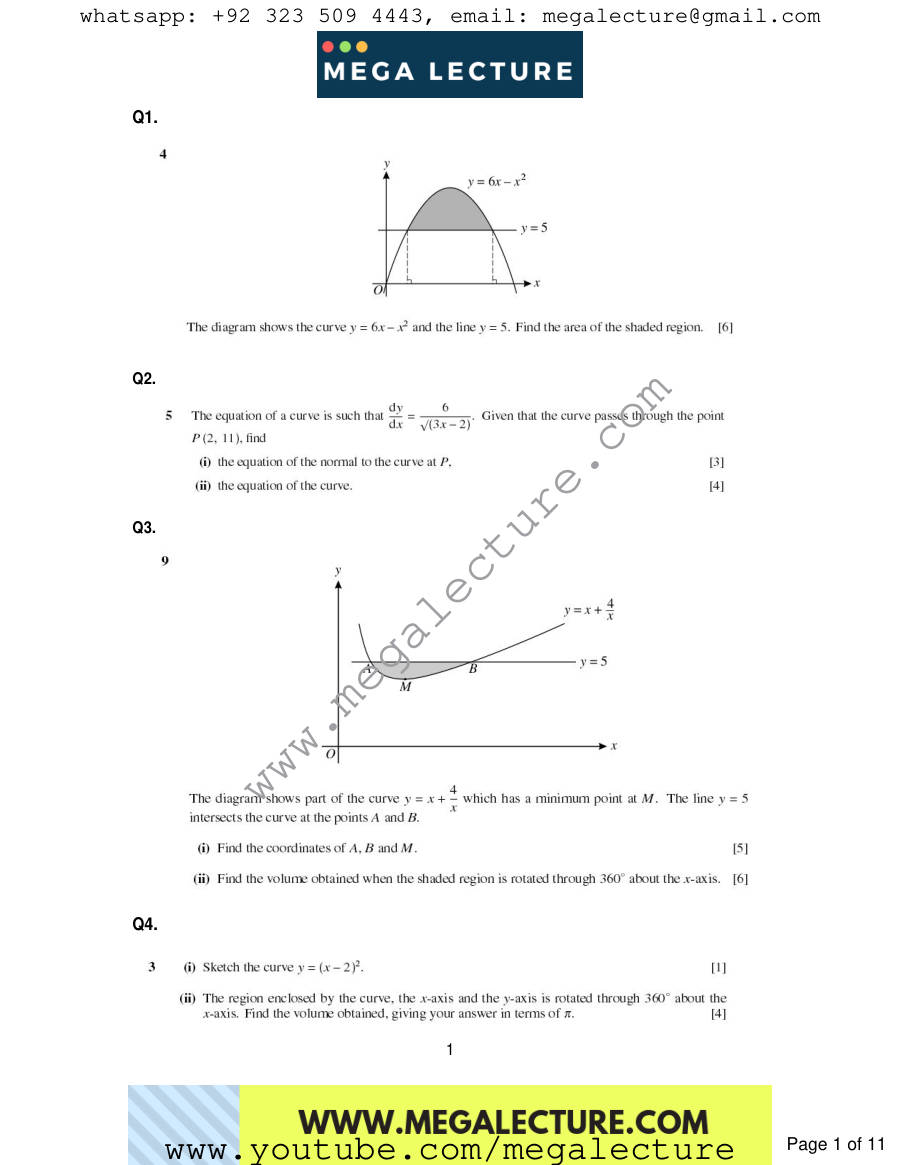 Page 1 of Integration — Questions