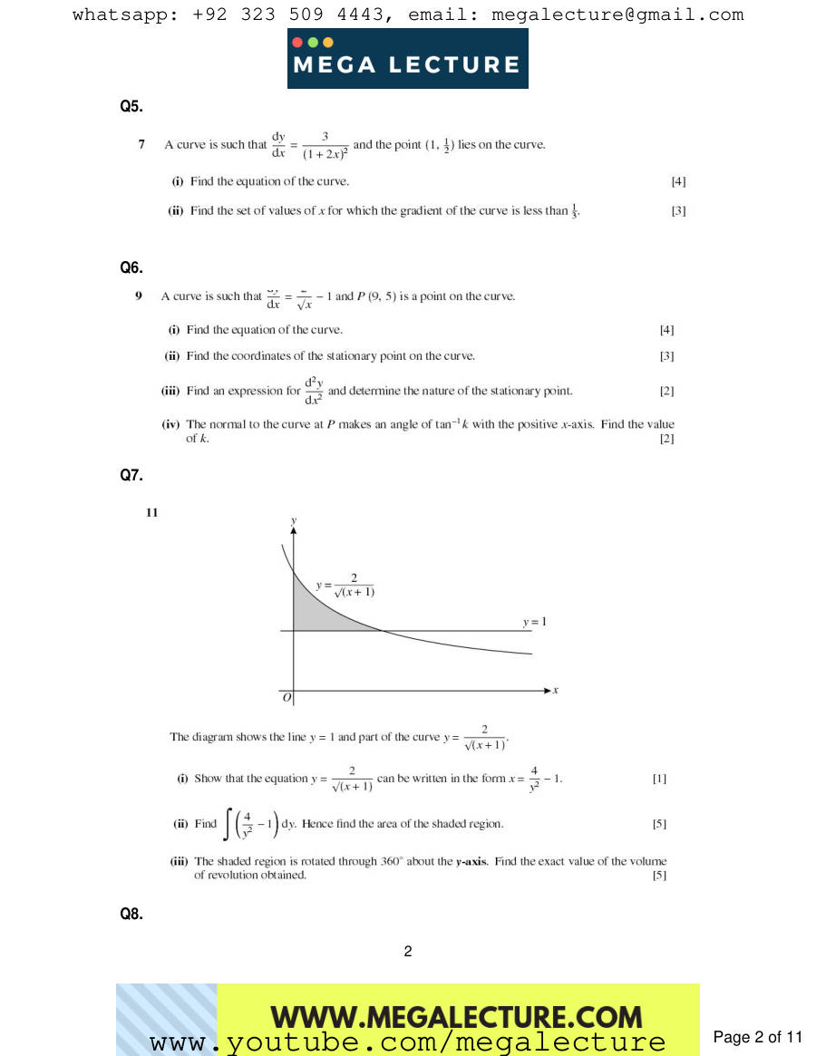 Page 2 of Integration — Questions