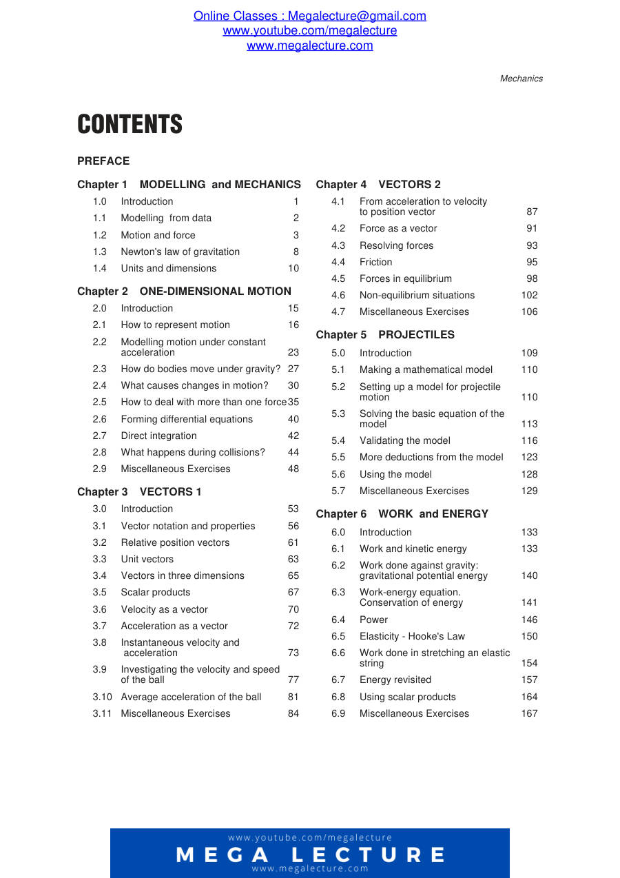 Page 1 of Mechanics Contents