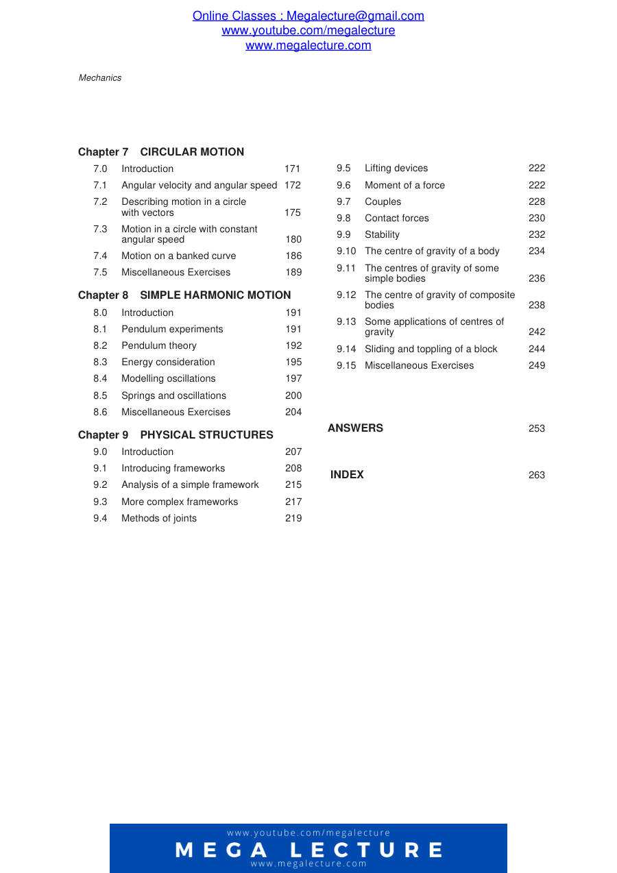 Page 2 of Mechanics Contents