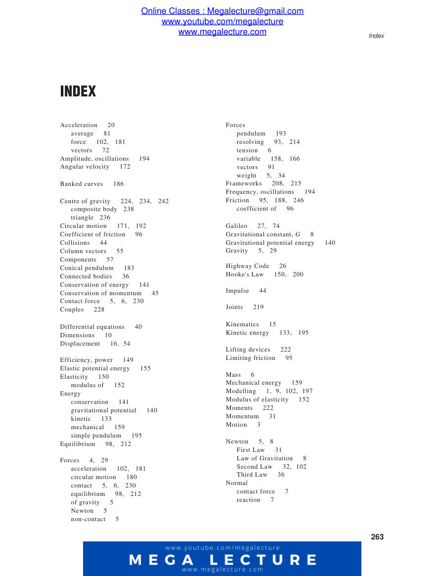 Page 1 of Mechanics Index